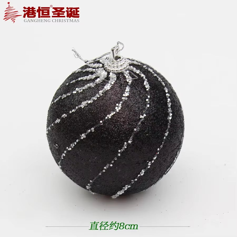 Christmas Tree Decorations 8Cm Black Colored Christmas Ball 10Cm Silver Black Foam Christmas Ball