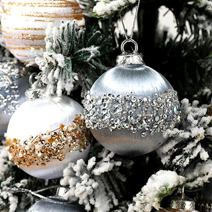 6Pcs Velvet Christmas Ball Ornaments Shatterproof Christmas Balls Velvet Christmas Tree Balls with Metal String Party Decor