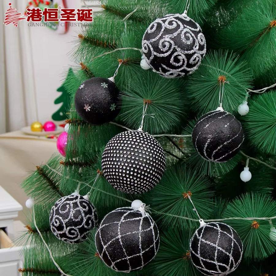 Christmas Tree Decorations 8Cm Black Colored Christmas Ball 10Cm Silver Black Foam Christmas Ball