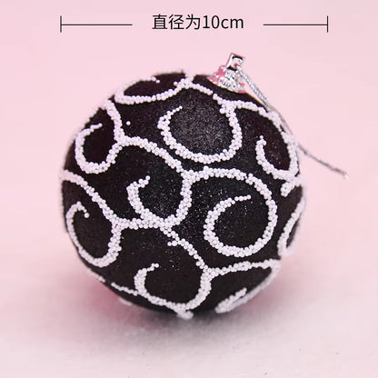 Christmas Tree Decorations 8Cm Black Colored Christmas Ball 10Cm Silver Black Foam Christmas Ball