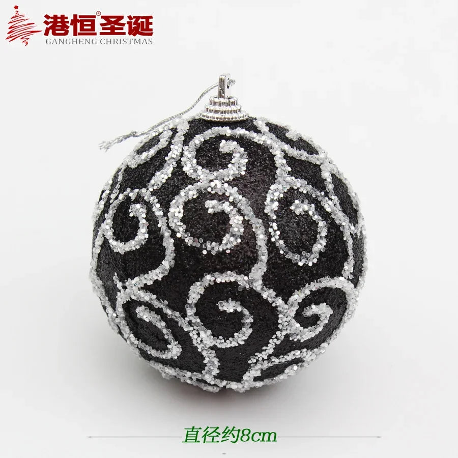 Christmas Tree Decorations 8Cm Black Colored Christmas Ball 10Cm Silver Black Foam Christmas Ball