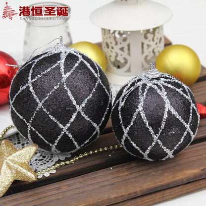 Christmas Tree Decorations 8Cm Black Colored Christmas Ball 10Cm Silver Black Foam Christmas Ball