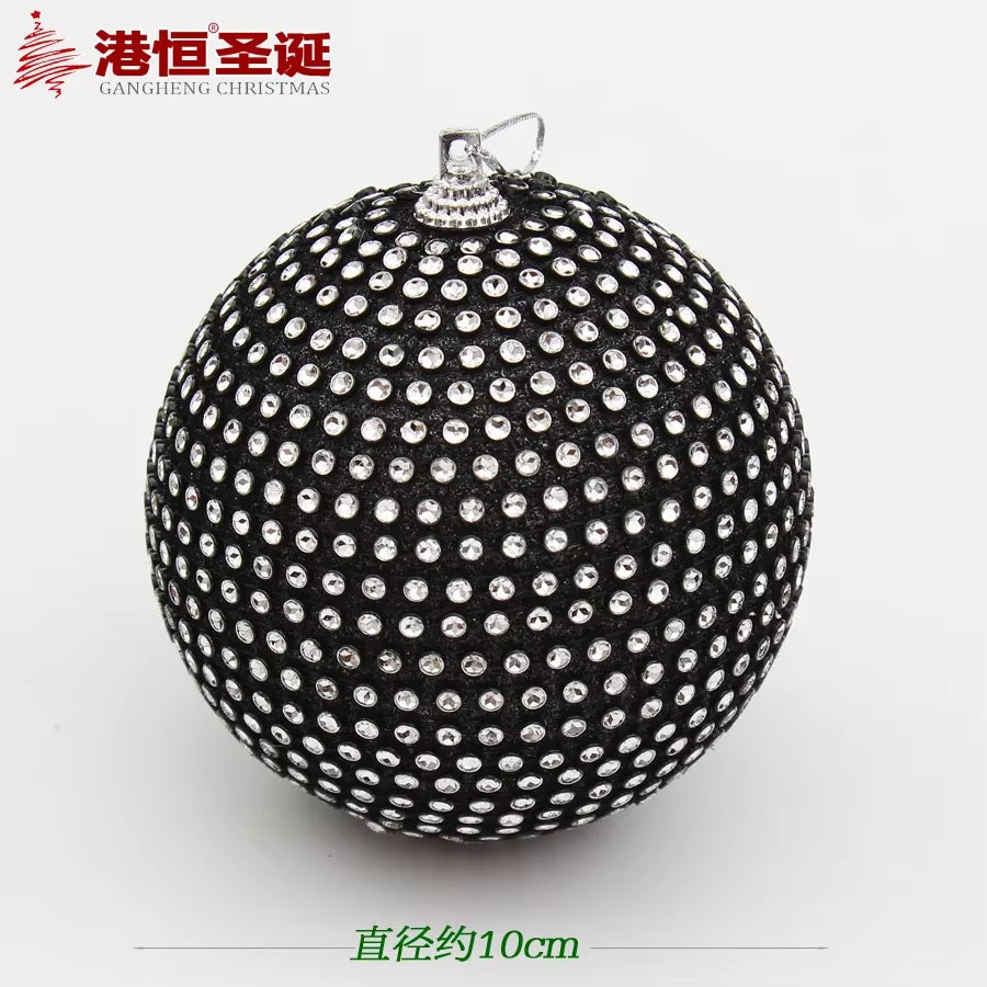 Christmas Tree Decorations 8Cm Black Colored Christmas Ball 10Cm Silver Black Foam Christmas Ball