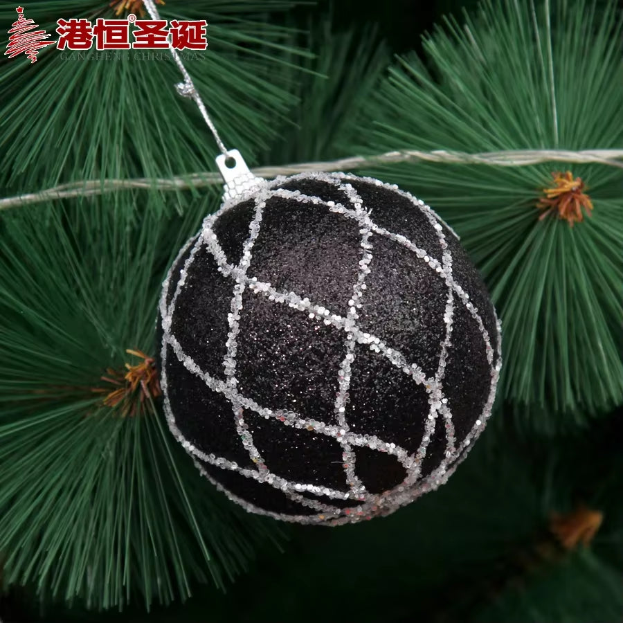 Christmas Tree Decorations 8Cm Black Colored Christmas Ball 10Cm Silver Black Foam Christmas Ball