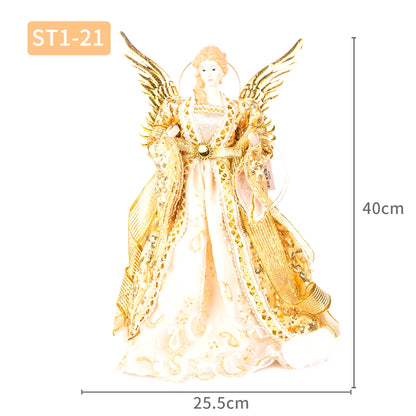 Angel Ornaments for Christmas Tree Top Gold Angel Christmas Tree Topper Gold Christmas Decors for Garden Yard Cafe Desk Decor