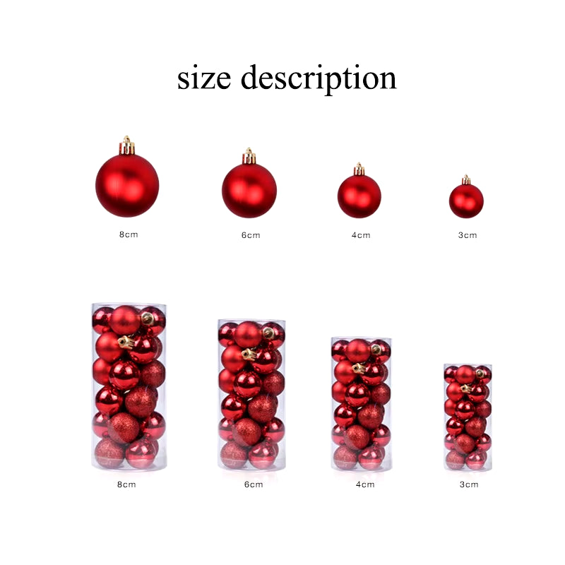 24Pcs Christmas Balls for Christmas Tree Pendants Shatterproof Christmas Balls Xmas Ornaments 2024 Navidad Gift Home Decorations