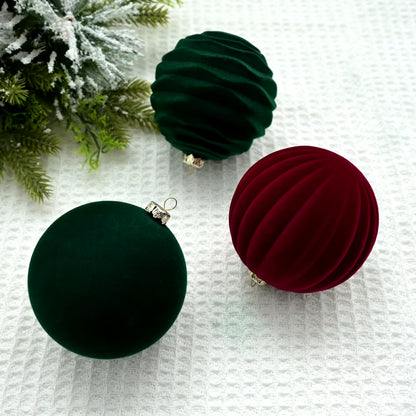 12Pcs/Box 8Cm Christmas Velvet Ball Decoration Christmas Tree Ball Ornament Pendant Hanging Decor Merry Christmas Decoration