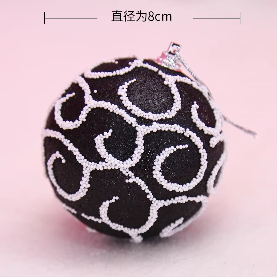 Christmas Tree Decorations 8Cm Black Colored Christmas Ball 10Cm Silver Black Foam Christmas Ball