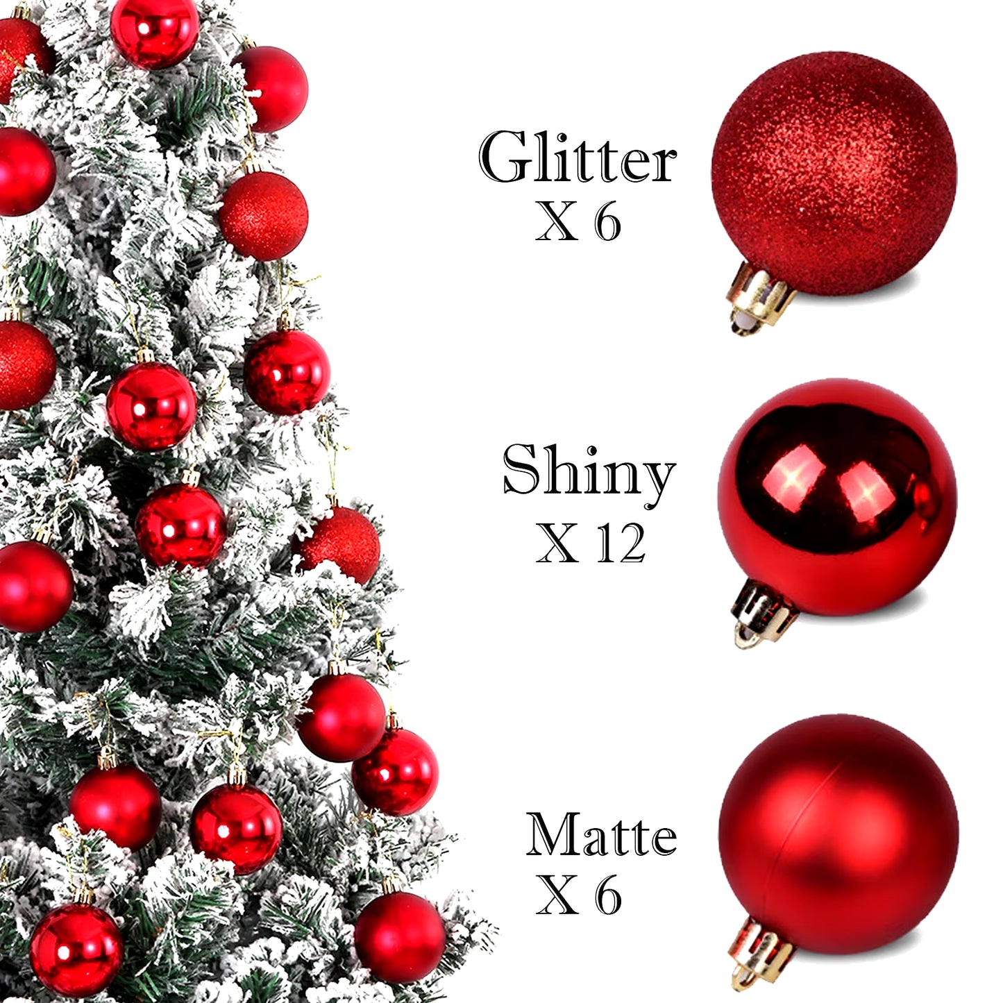 24Pcs Christmas Balls for Christmas Tree Pendants Shatterproof Christmas Balls Xmas Ornaments 2024 Navidad Gift Home Decorations