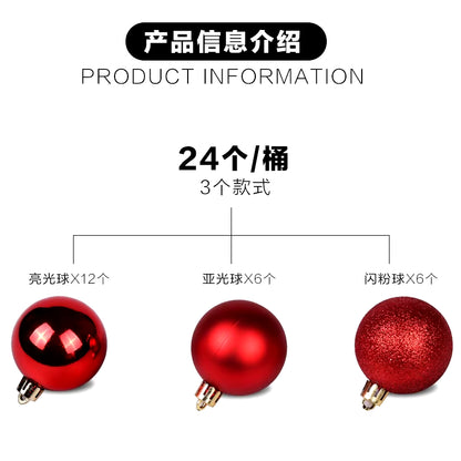 24Pcs Christmas Balls for Christmas Tree Pendants Shatterproof Christmas Balls Xmas Ornaments 2024 Navidad Gift Home Decorations